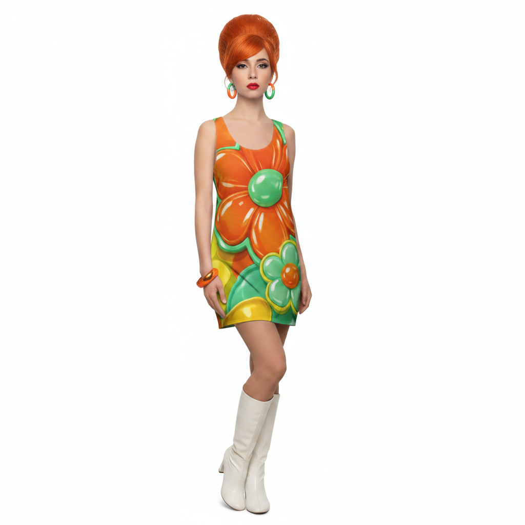 Orange Balloon Flower Dress Modelka 1