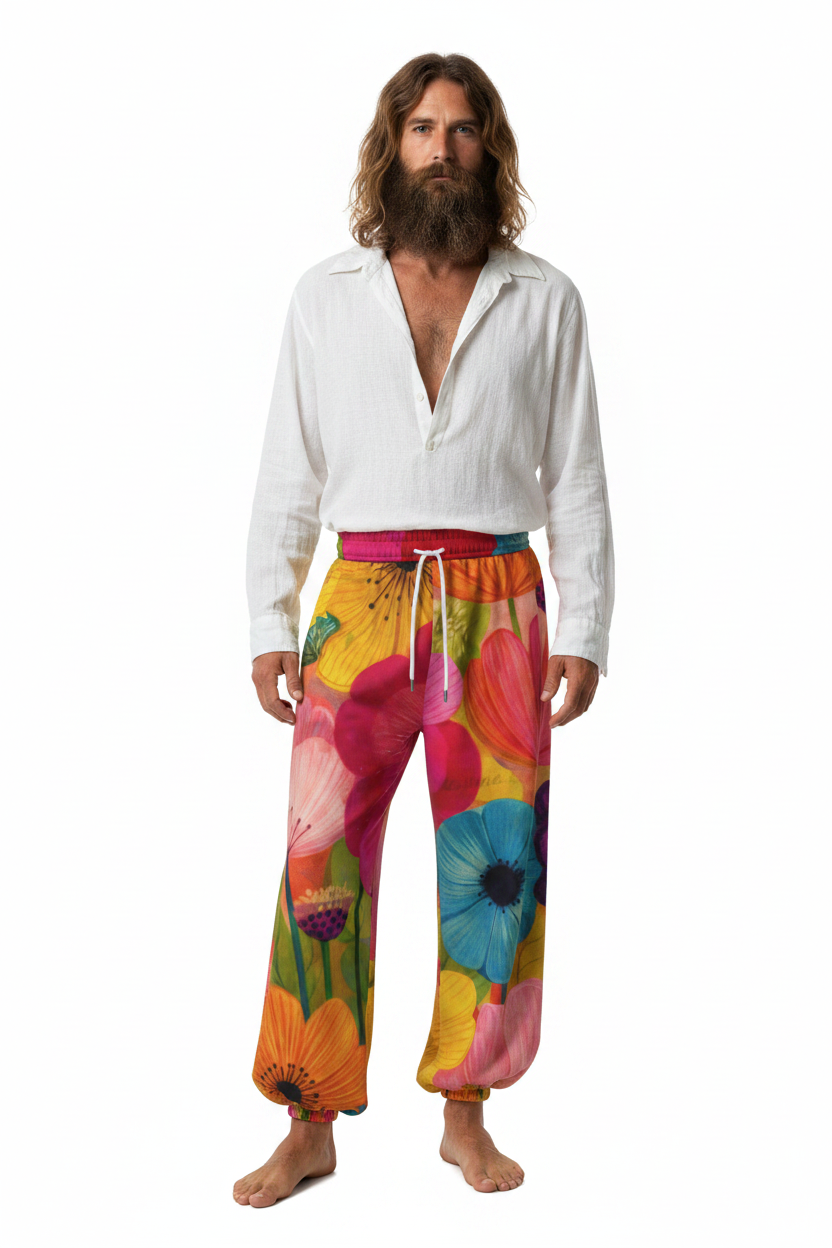 Painted Garden Lantern Pants — Kris Kristofferson hippie man