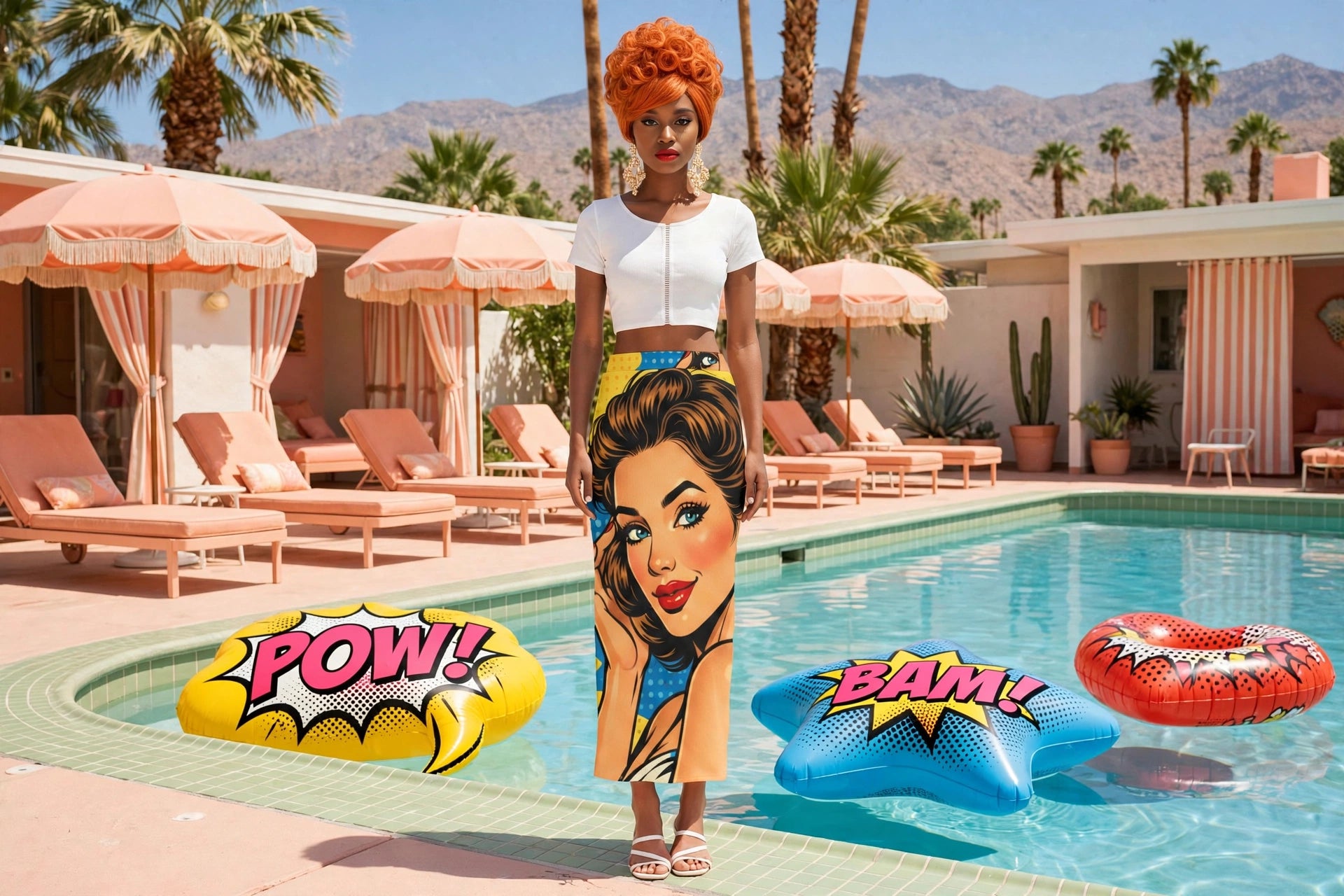 Comic Girl - 60s Pop-Art Portrait Maxi Skirt