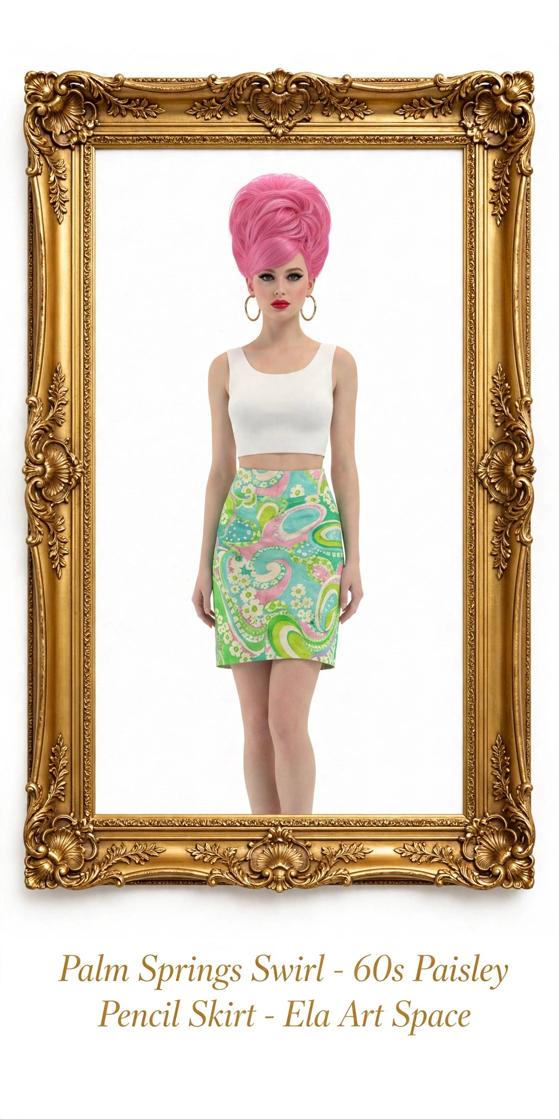 Palm Springs Swirl - 60s Paisley Pencil Skirt