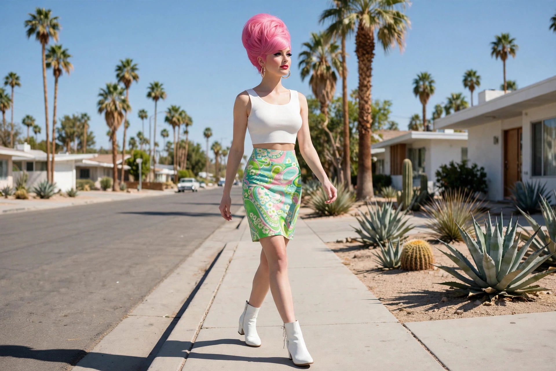 Palm Springs Swirl - 60s Paisley Pencil Skirt