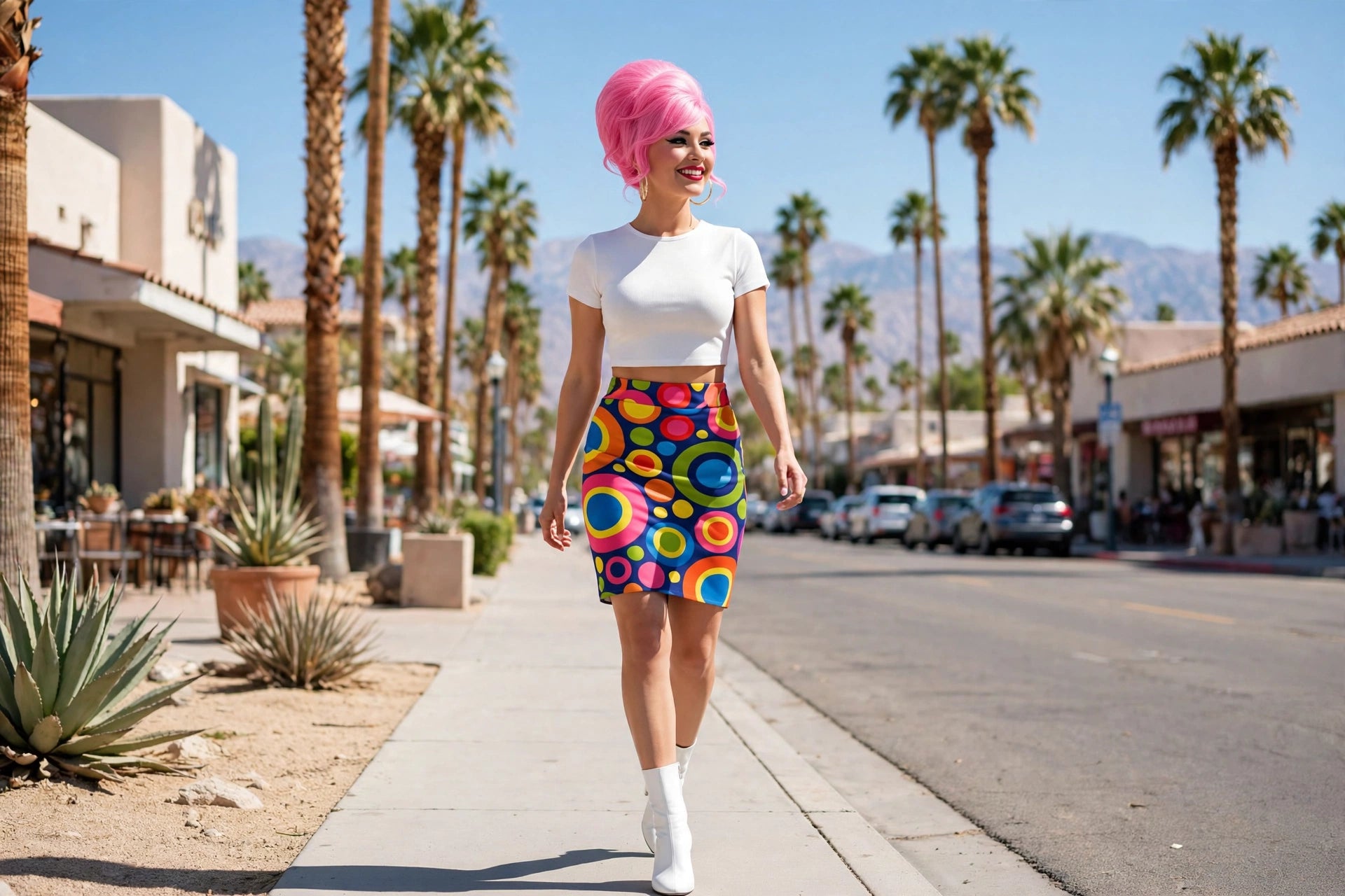 Op-Art Orbit - 60s Circle Pencil Skirt