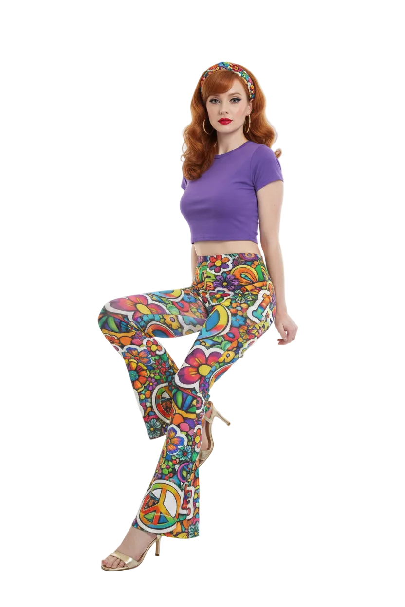 Peace Flared Leggings — Sitting