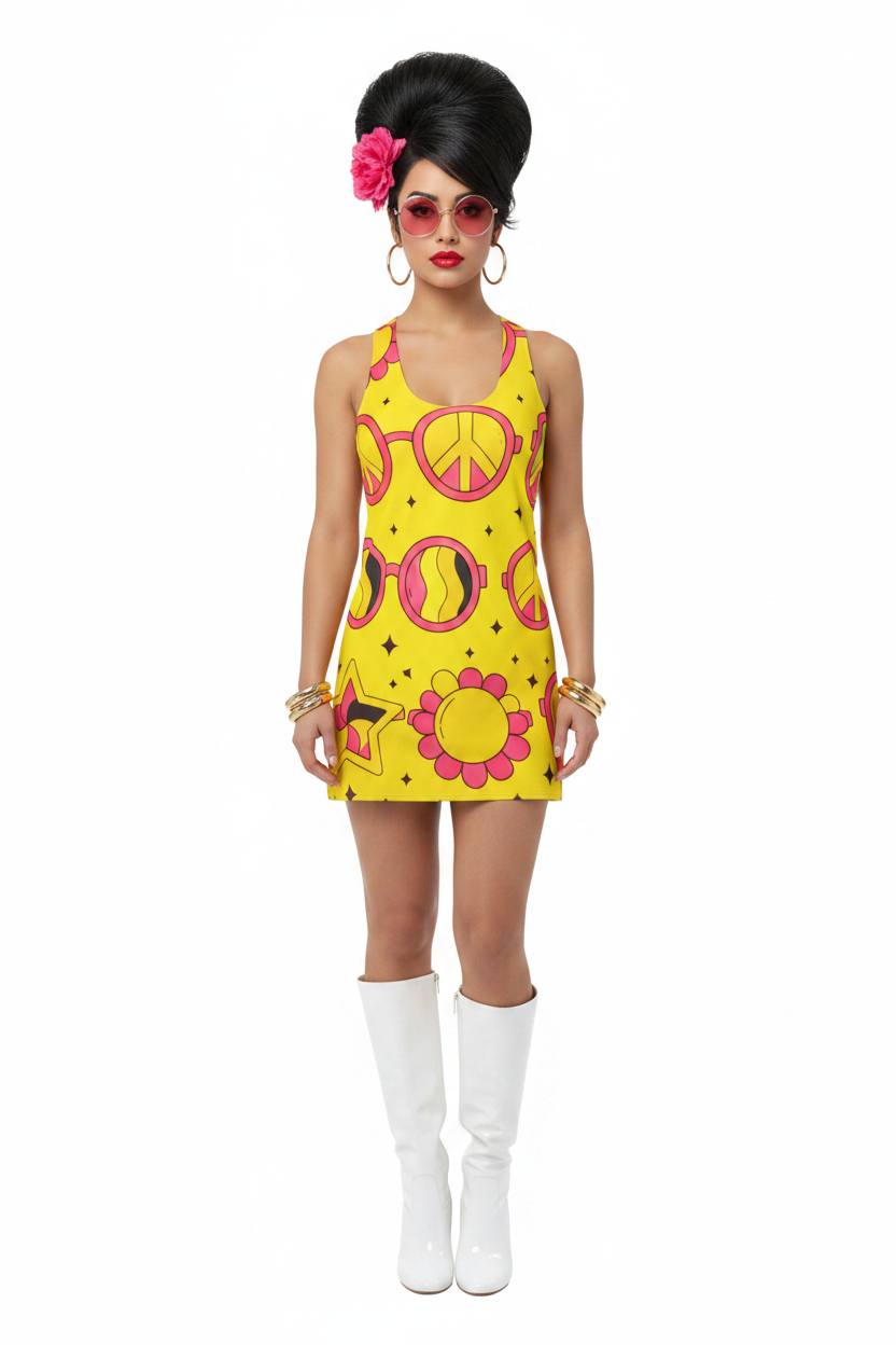 Peace Sign Yellow Dress Model 1