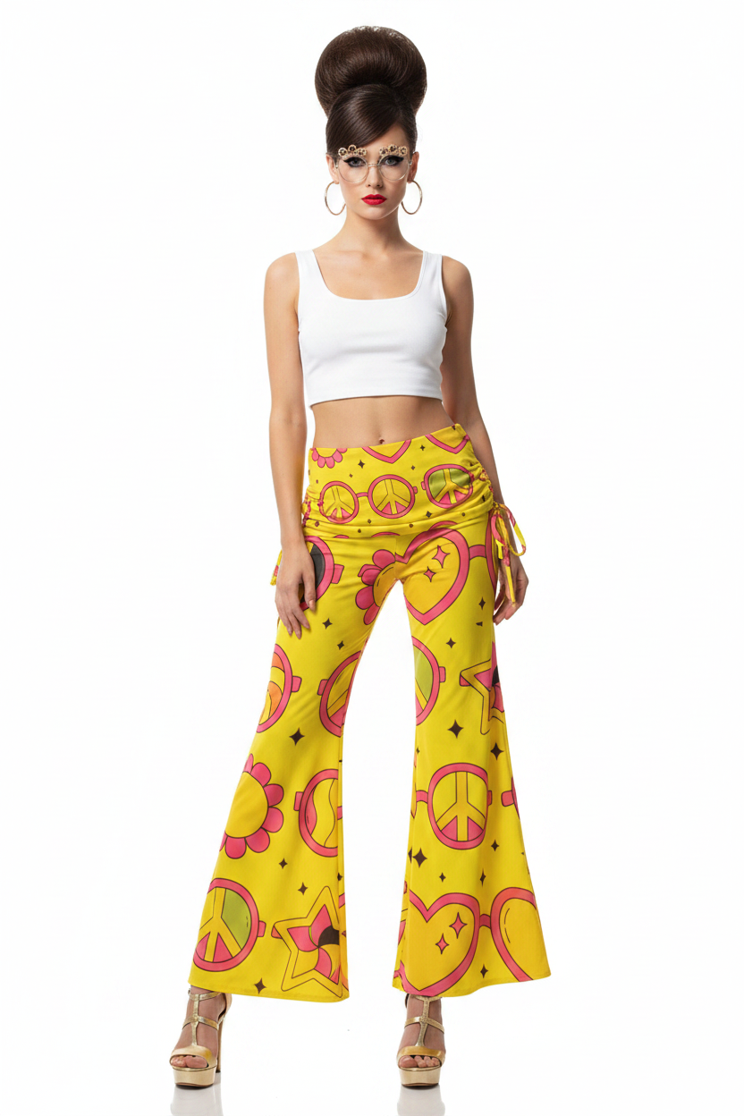 Peace Sign Yellow Pants — Front