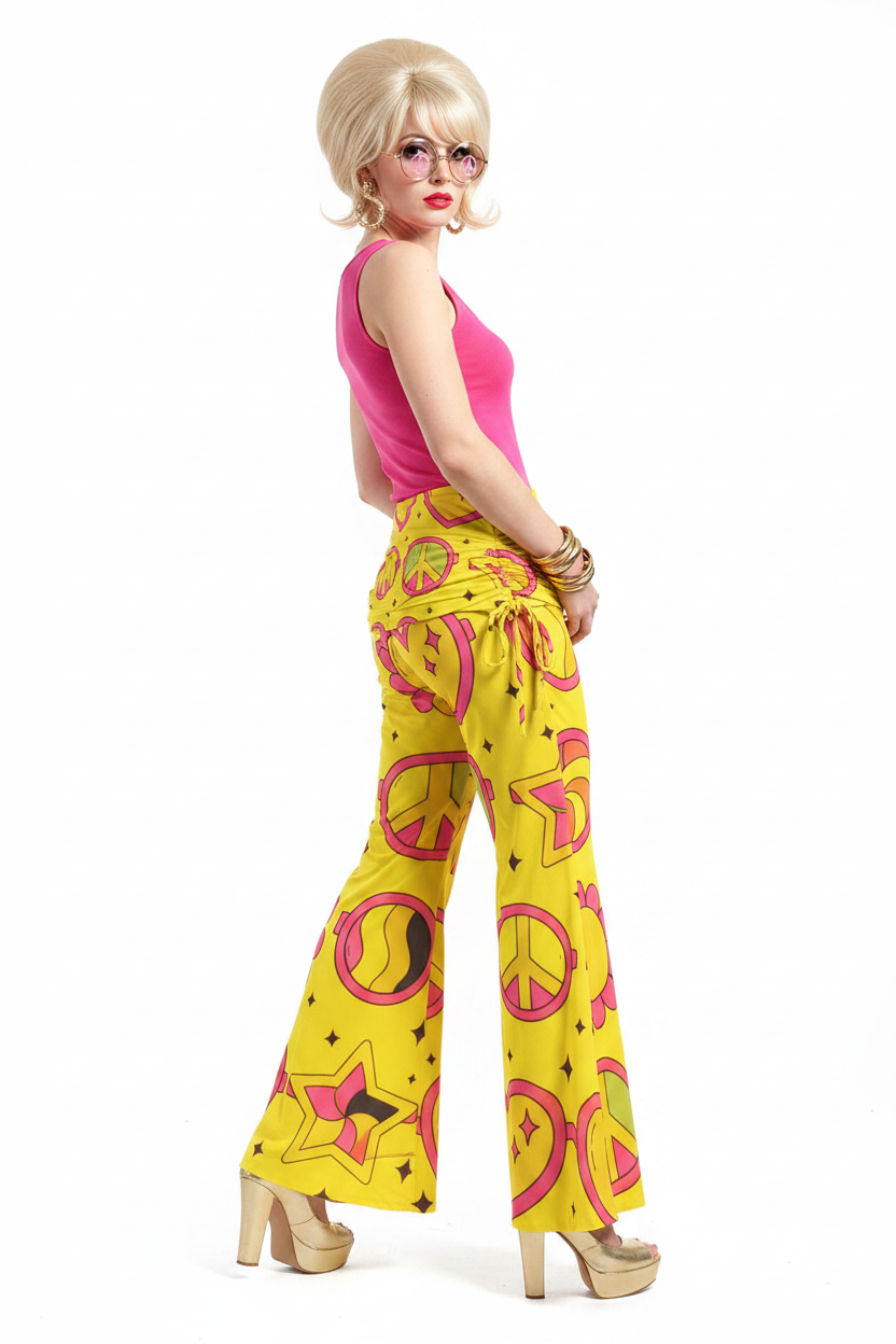 Peace Sign Yellow Pants — Side