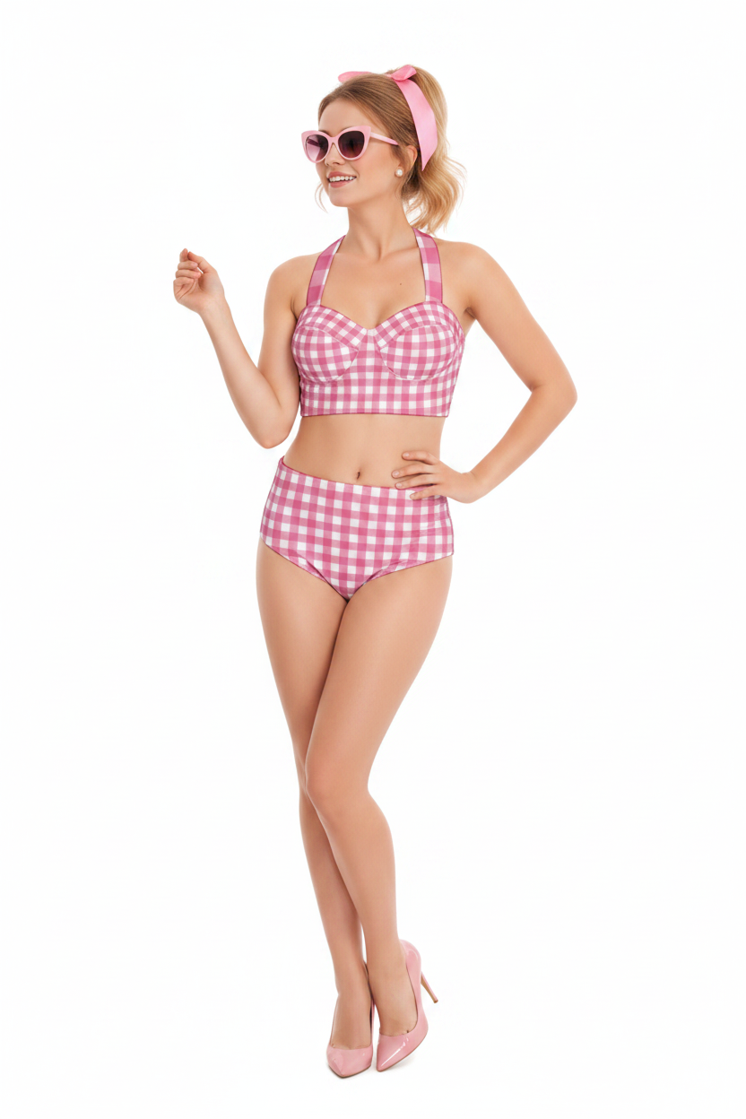 Pink Gingham High-Waist Bikini — blondynka Sandra Dee