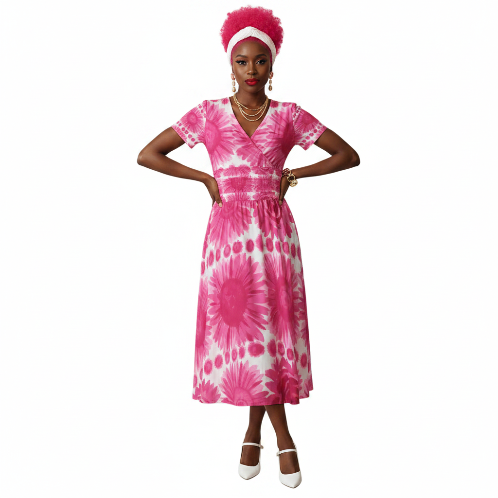 Pink Sunflower Dress Modelka 2