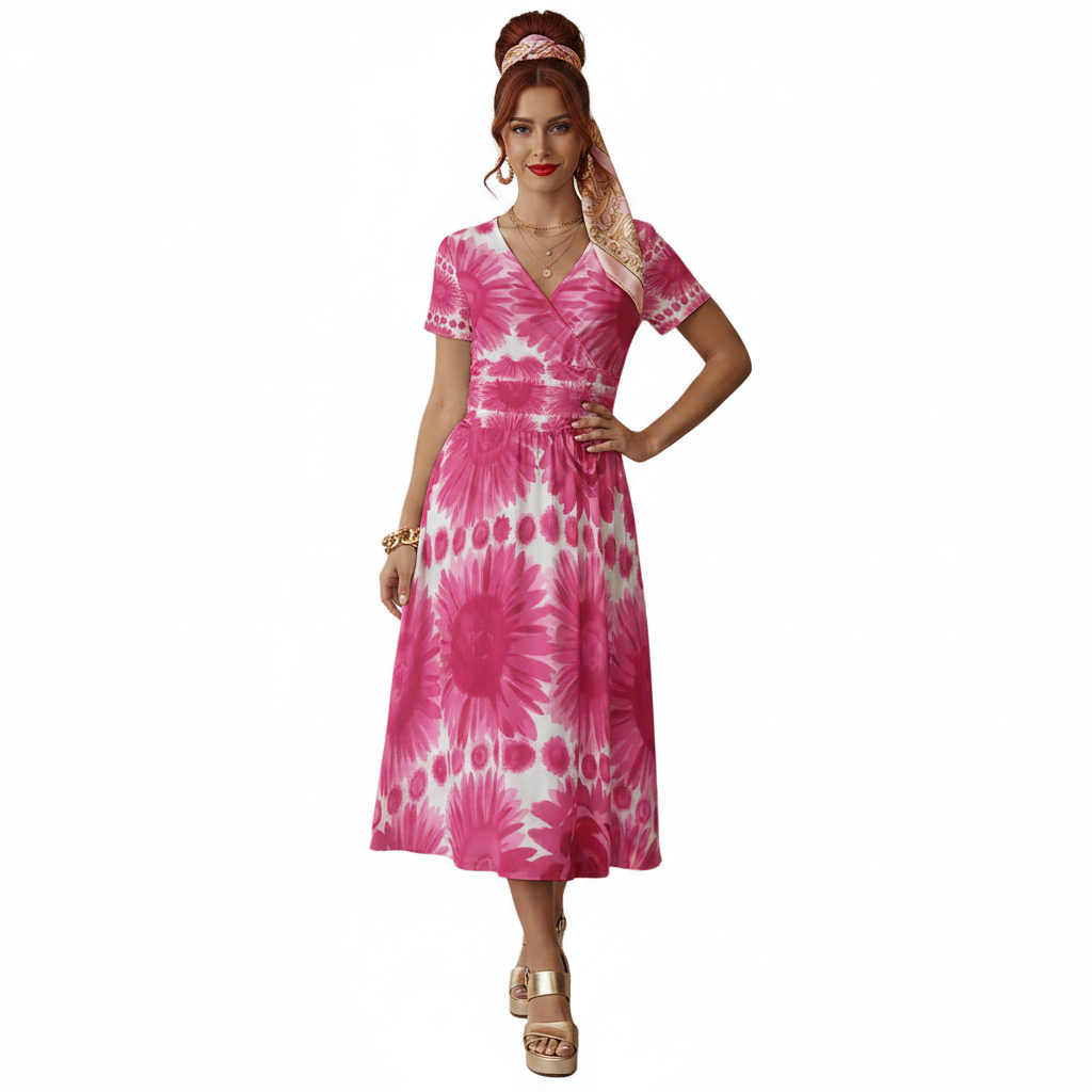 Pink Sunflower Dress Modelka 3
