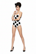 Polka Dot One-Piece — 60s Brunette Model