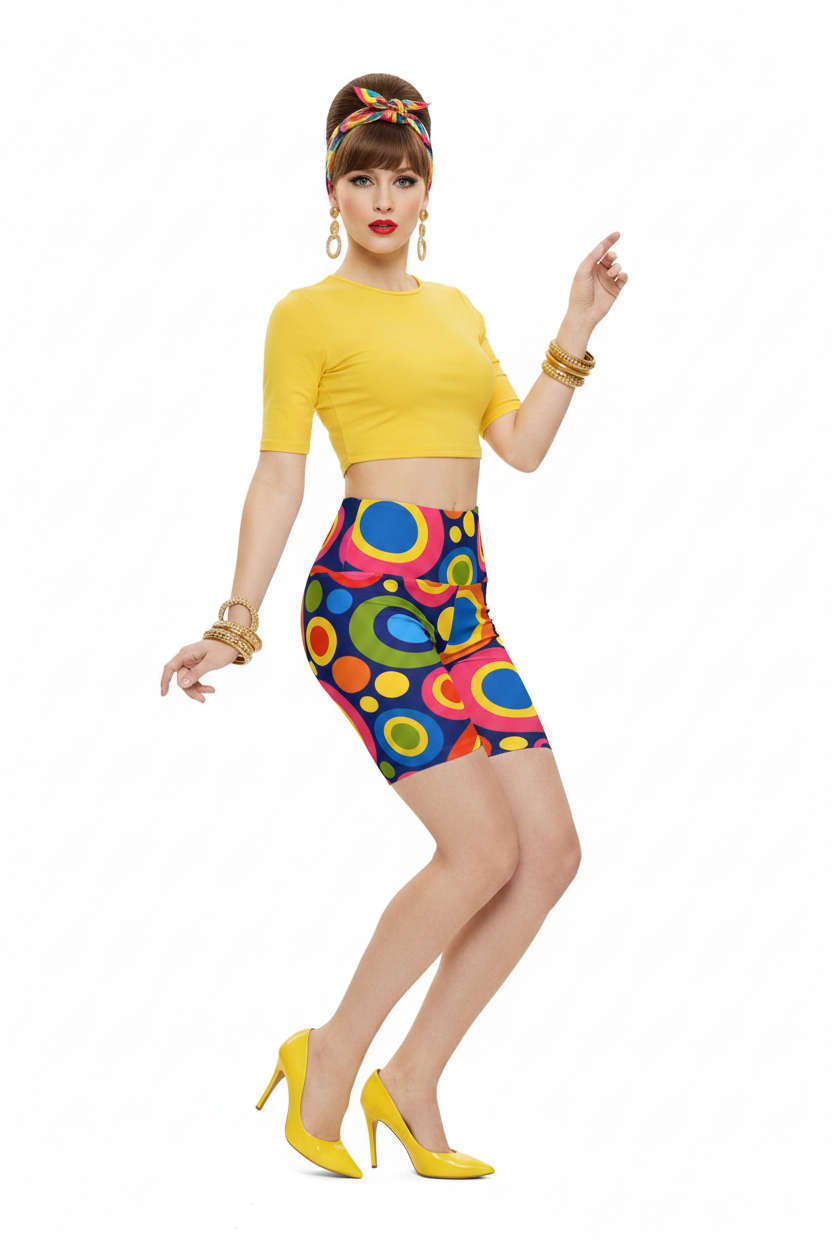 Pop Art Circles Biker Shorts — 60s Model