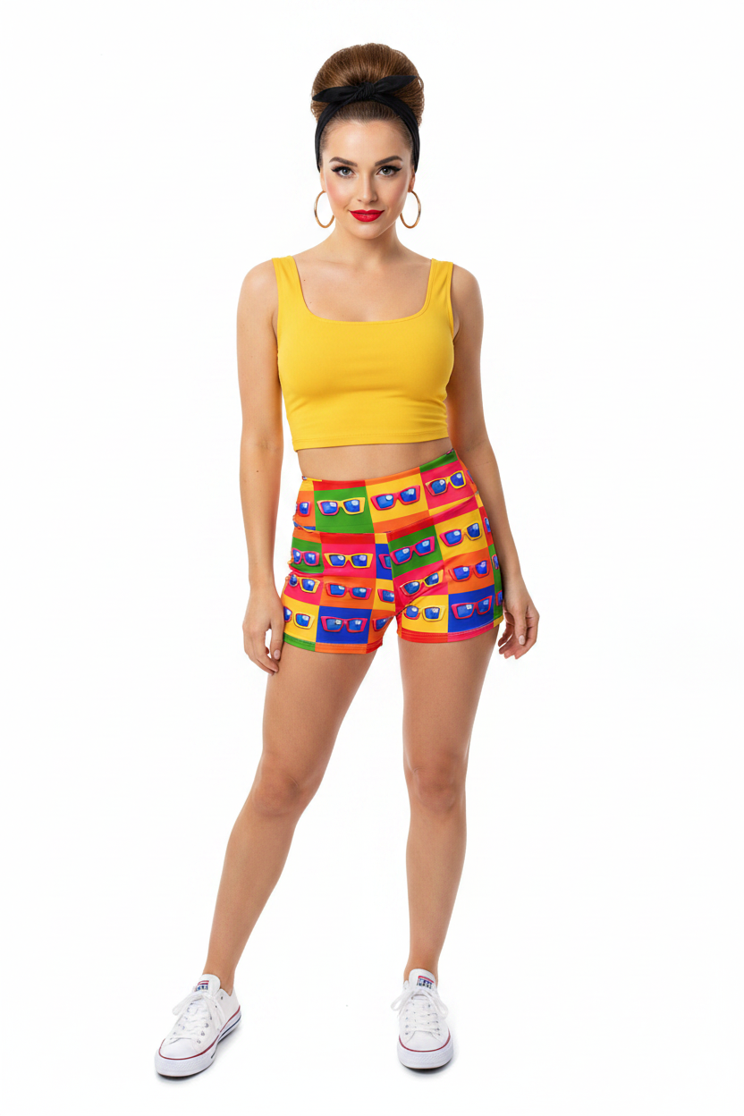Pop-Art Sunglasses Shorts - female model
