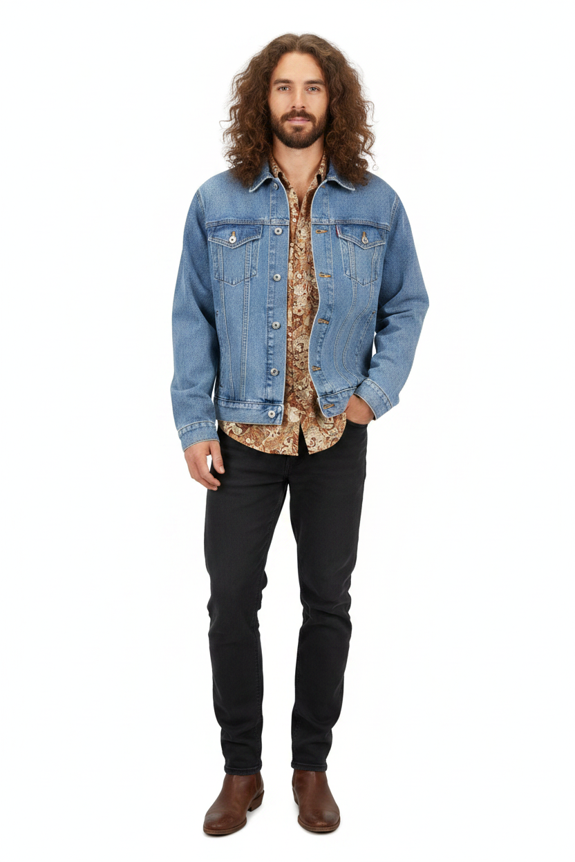 Psychedelic Denim Jacket — front view