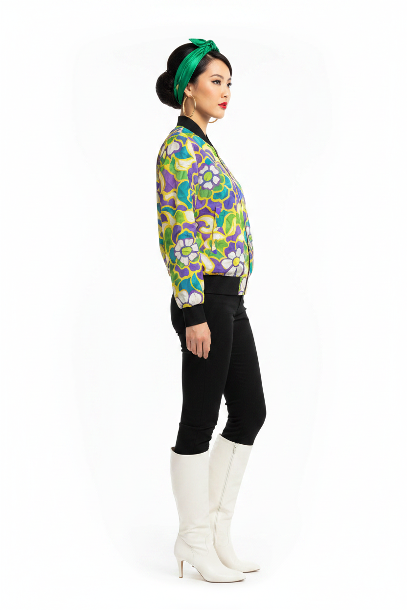 Psychedelic Floral Bomber modelka 2
