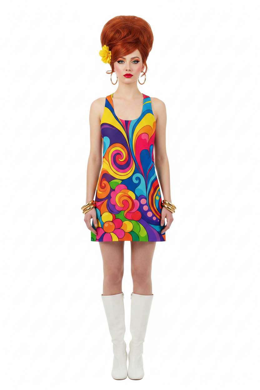 Psychedelic Floral Dress Model 1