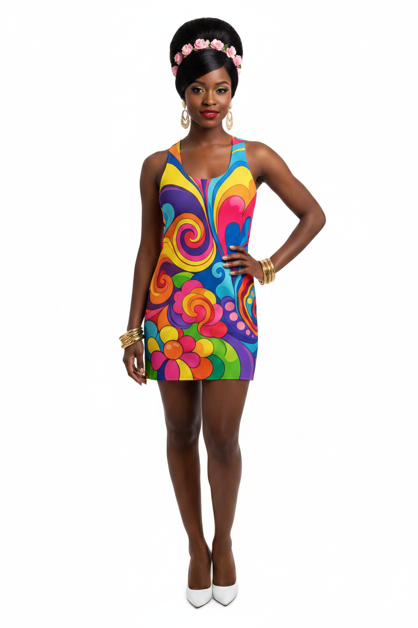 Psychedelic Floral Dress Model 2