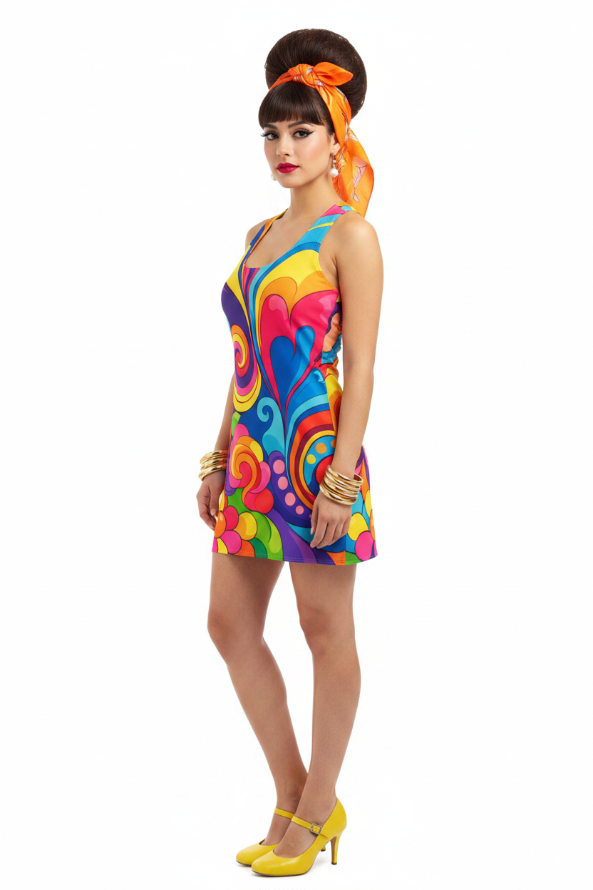 Psychedelic Floral Dress Model 3