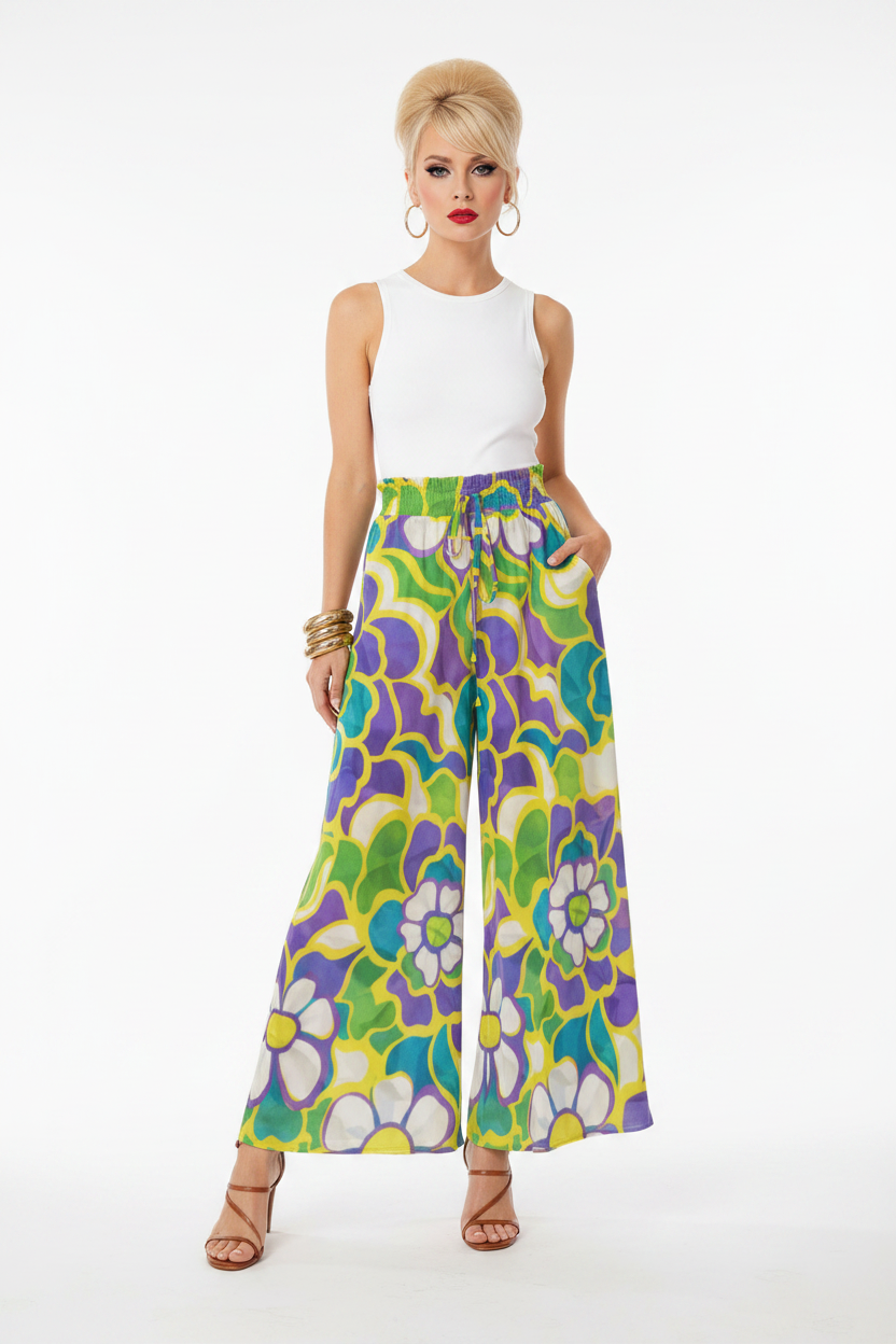 Psychedelic Floral Pants — Front
