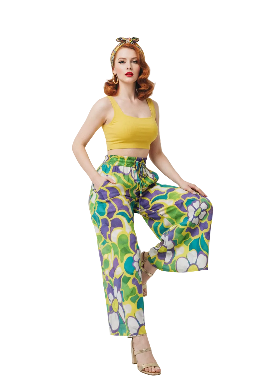 Psychedelic Floral Pants — Sitting