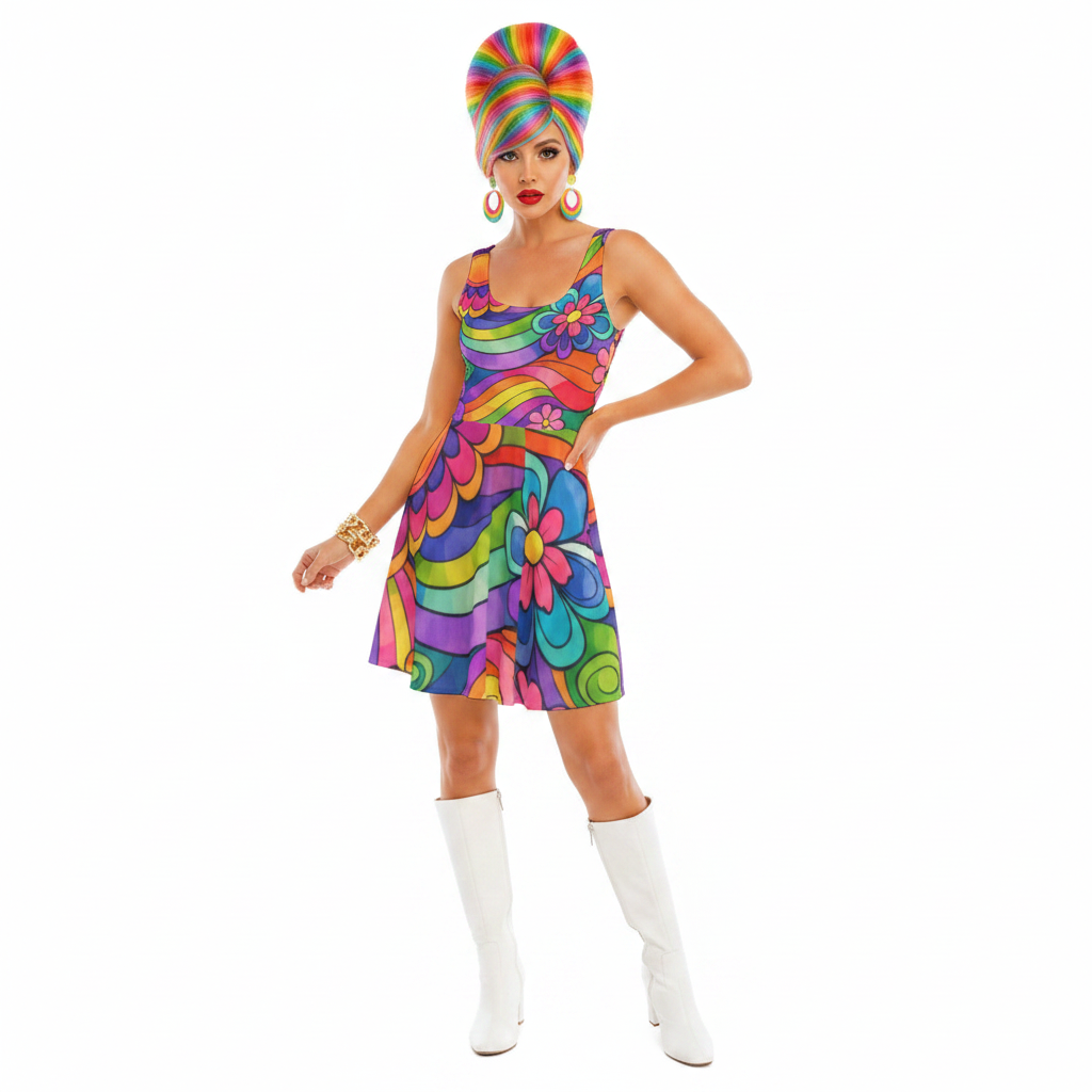 Psychedelic Rainbow Dress Modelka 1