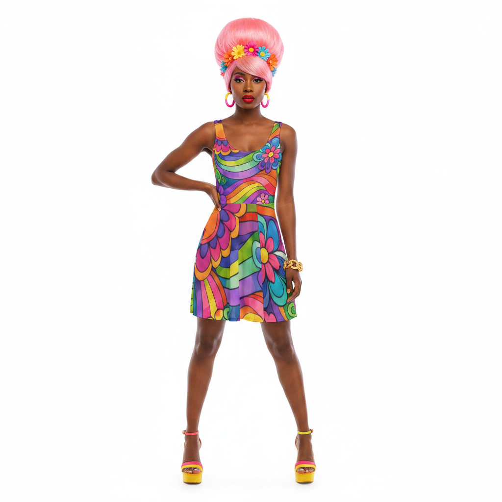 Psychedelic Rainbow Dress Modelka 2