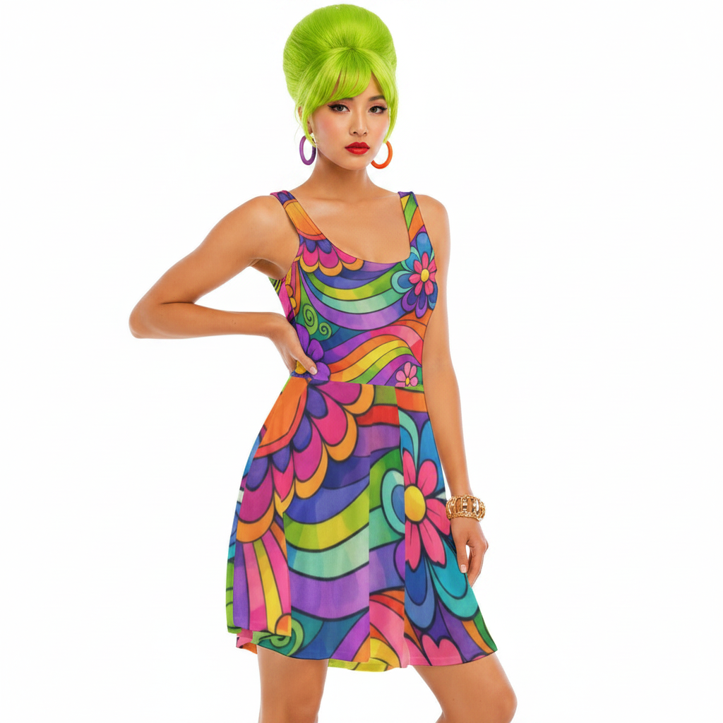 Psychedelic Rainbow Dress Modelka 3
