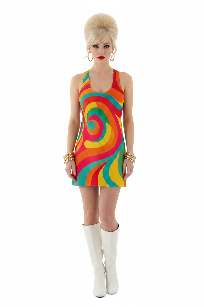Psychedelic Swirl Dress Model 1