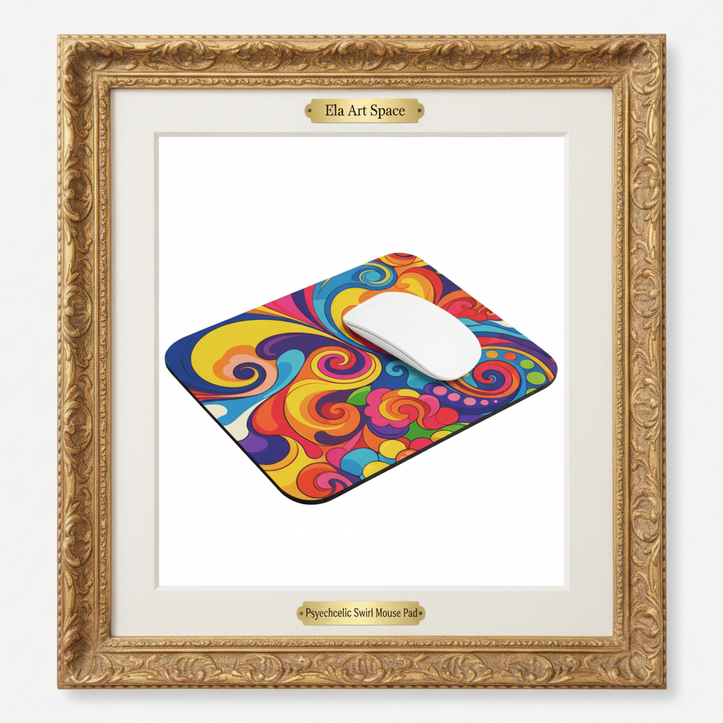 Psychedelic Swirl Mouse Pad złota rama