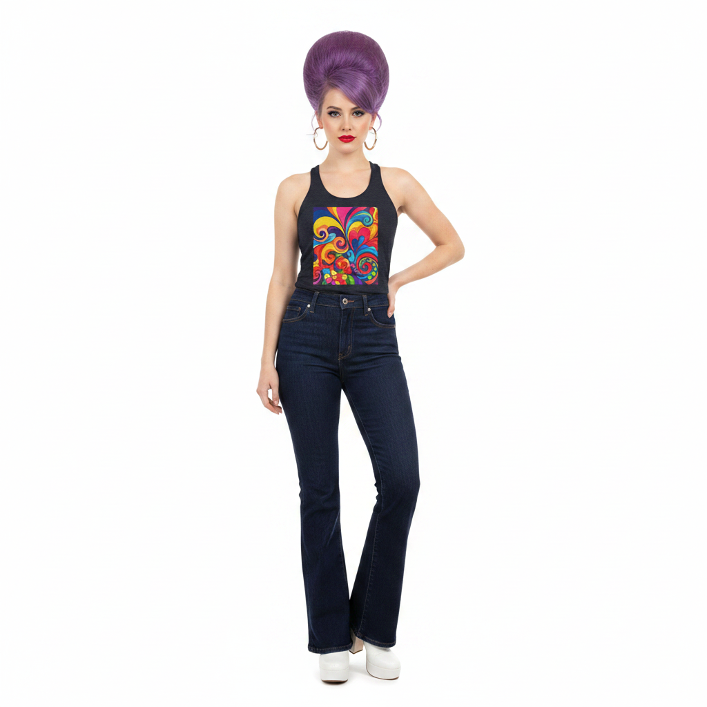 Psychedelic Swirl Racerback Tank Black - modelka