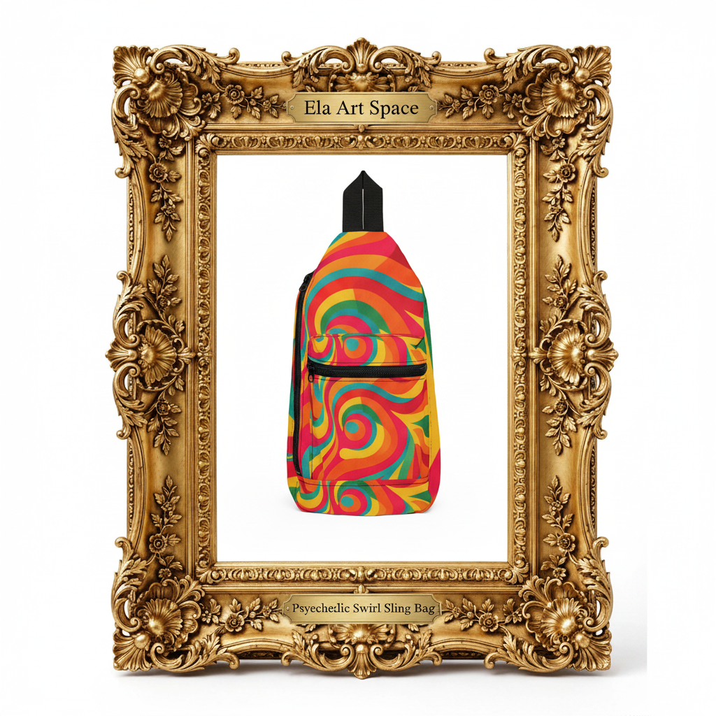 Psychedelic Swirl Sling Bag w złotej ramie