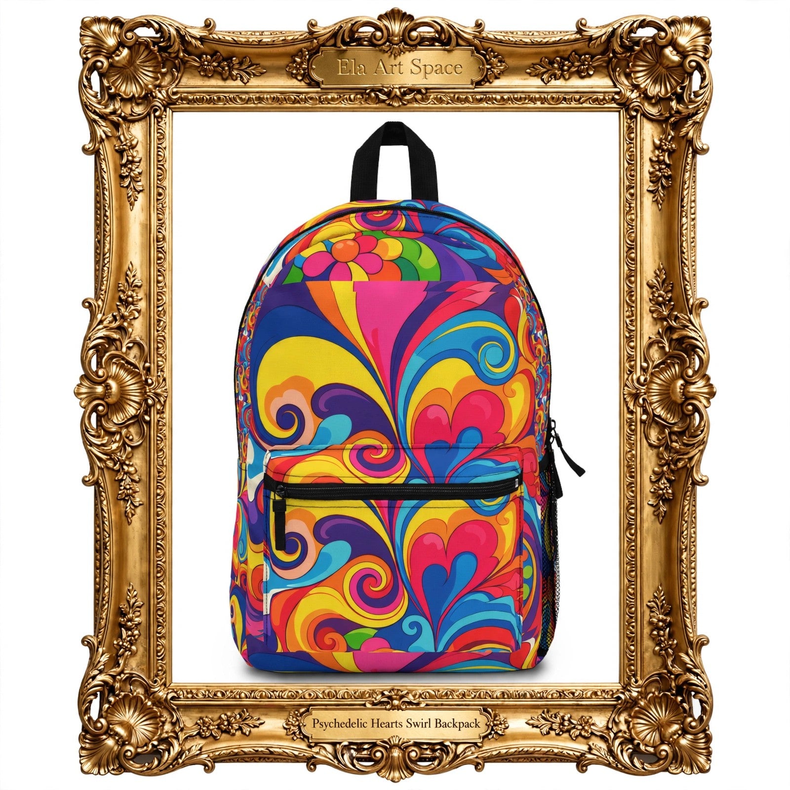 Psychedelic Hearts Swirl Backpack