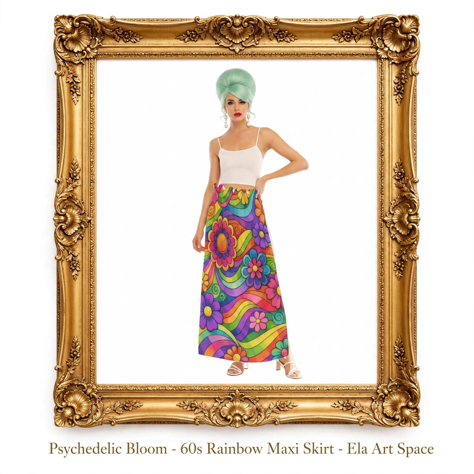 Psychedelic Bloom - 60s Rainbow Maxi Skirt