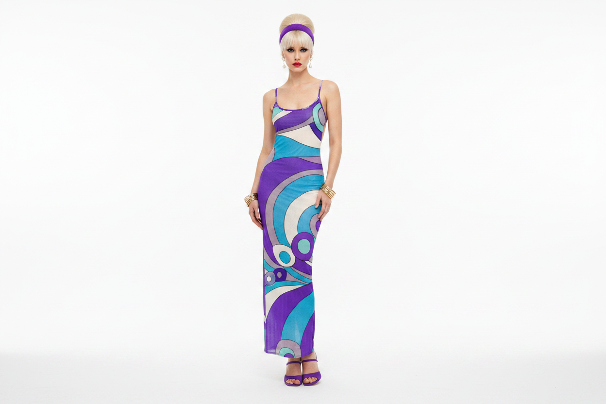 Pucci Swirl Mesh Maxi Dress