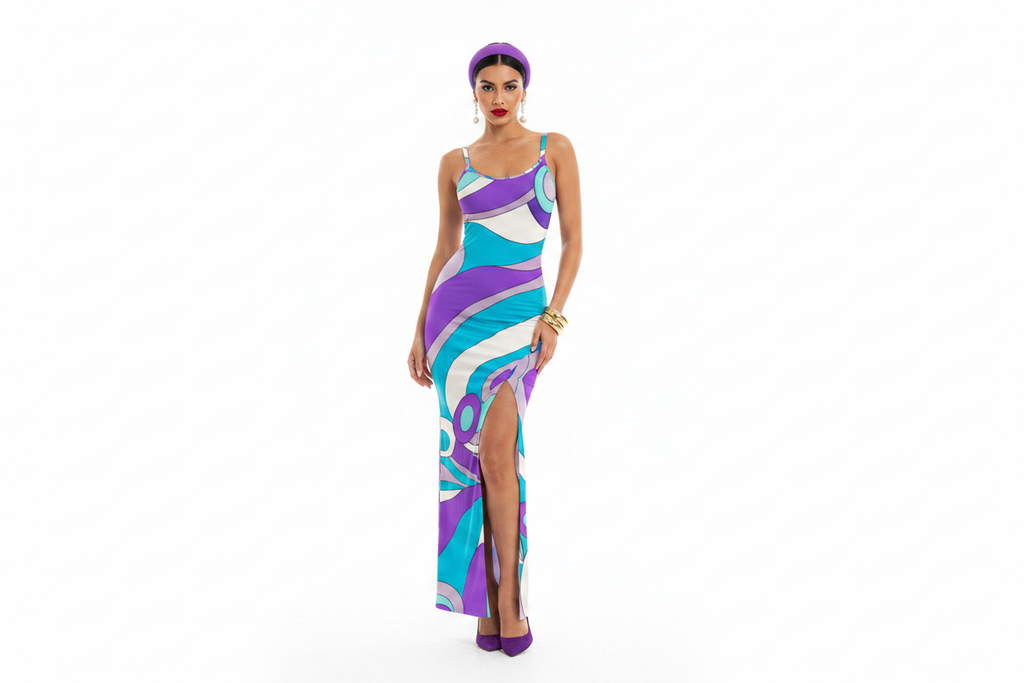 Pucci Wave Swirl Slit Dress
