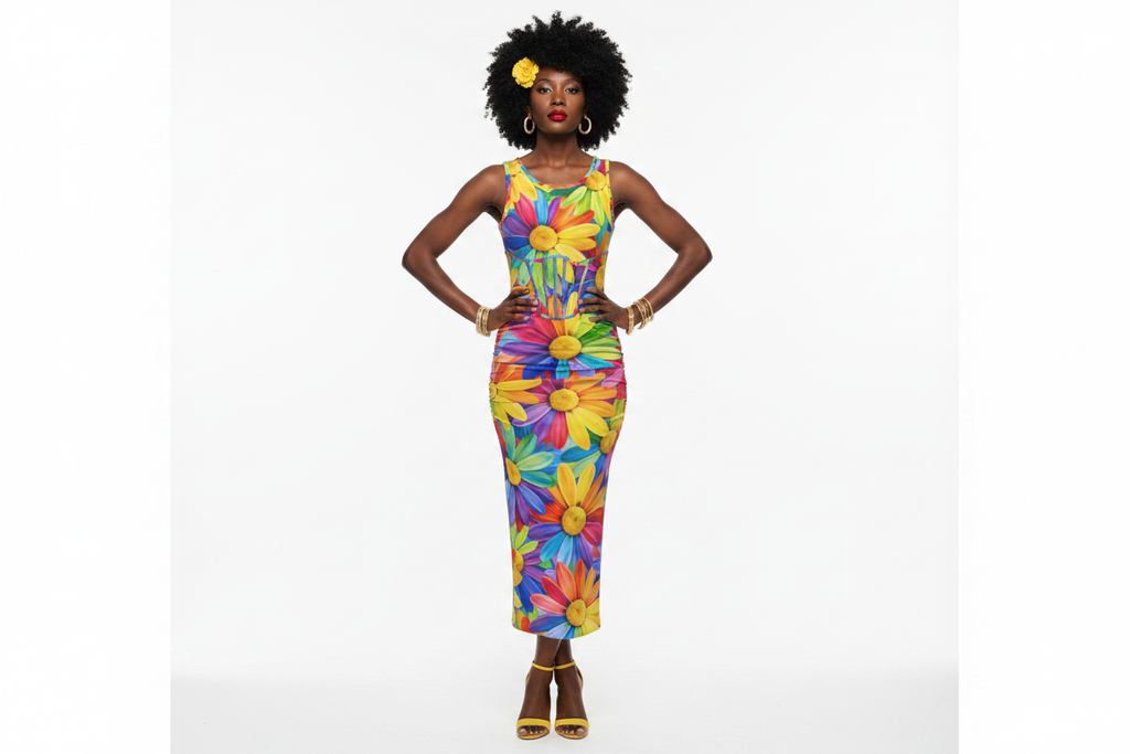 Rainbow Daisy Bodycon Dress