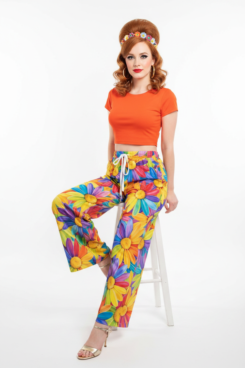Rainbow Daisy Pants — Sitting