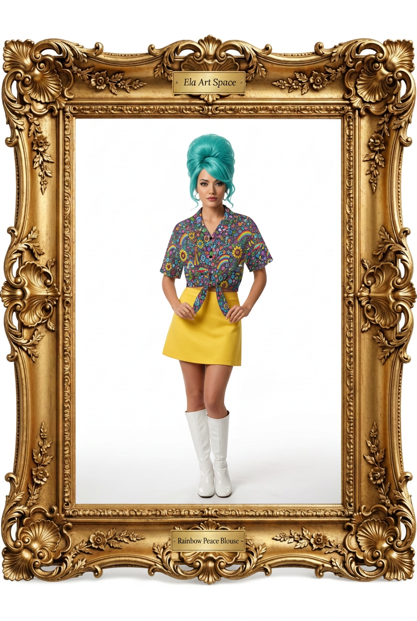 Rainbow Peace Blouse w złotej ramie