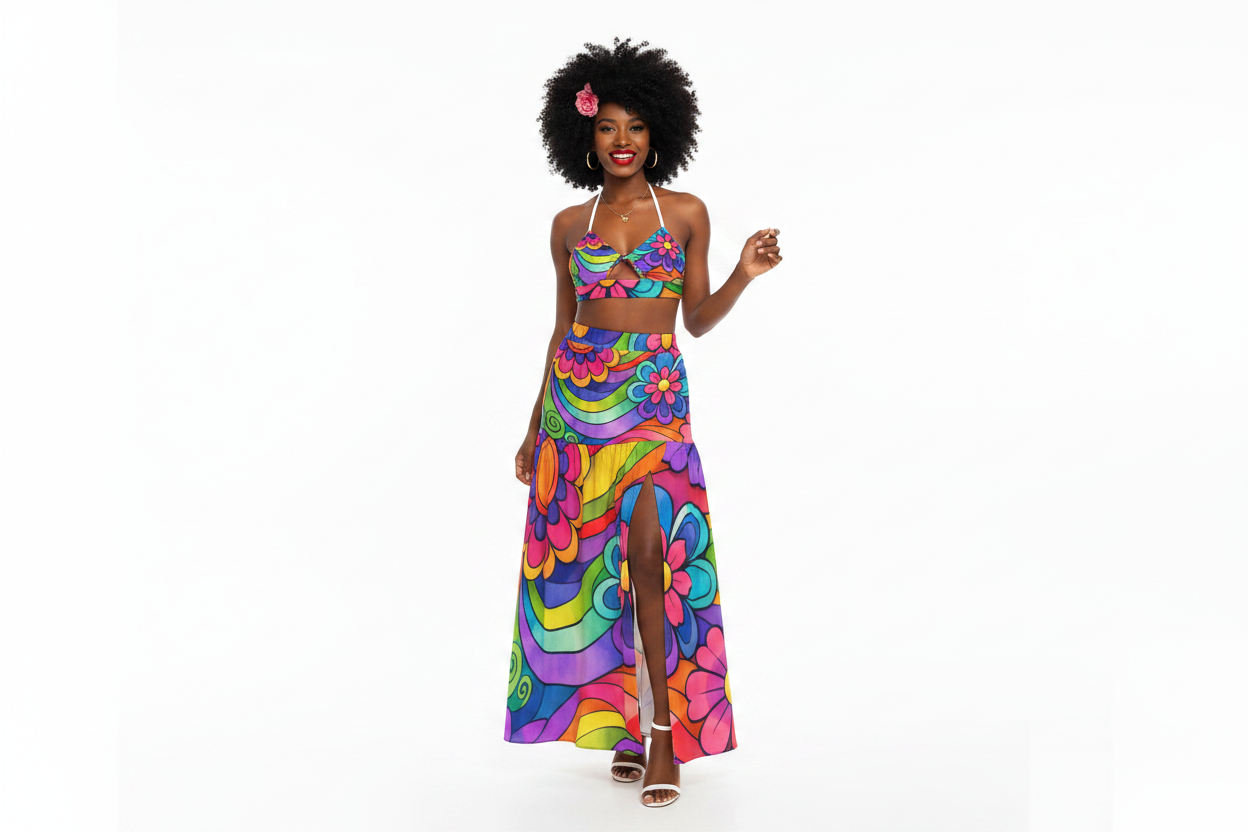 Rainbow Swirl Flowers Two-Piece Set