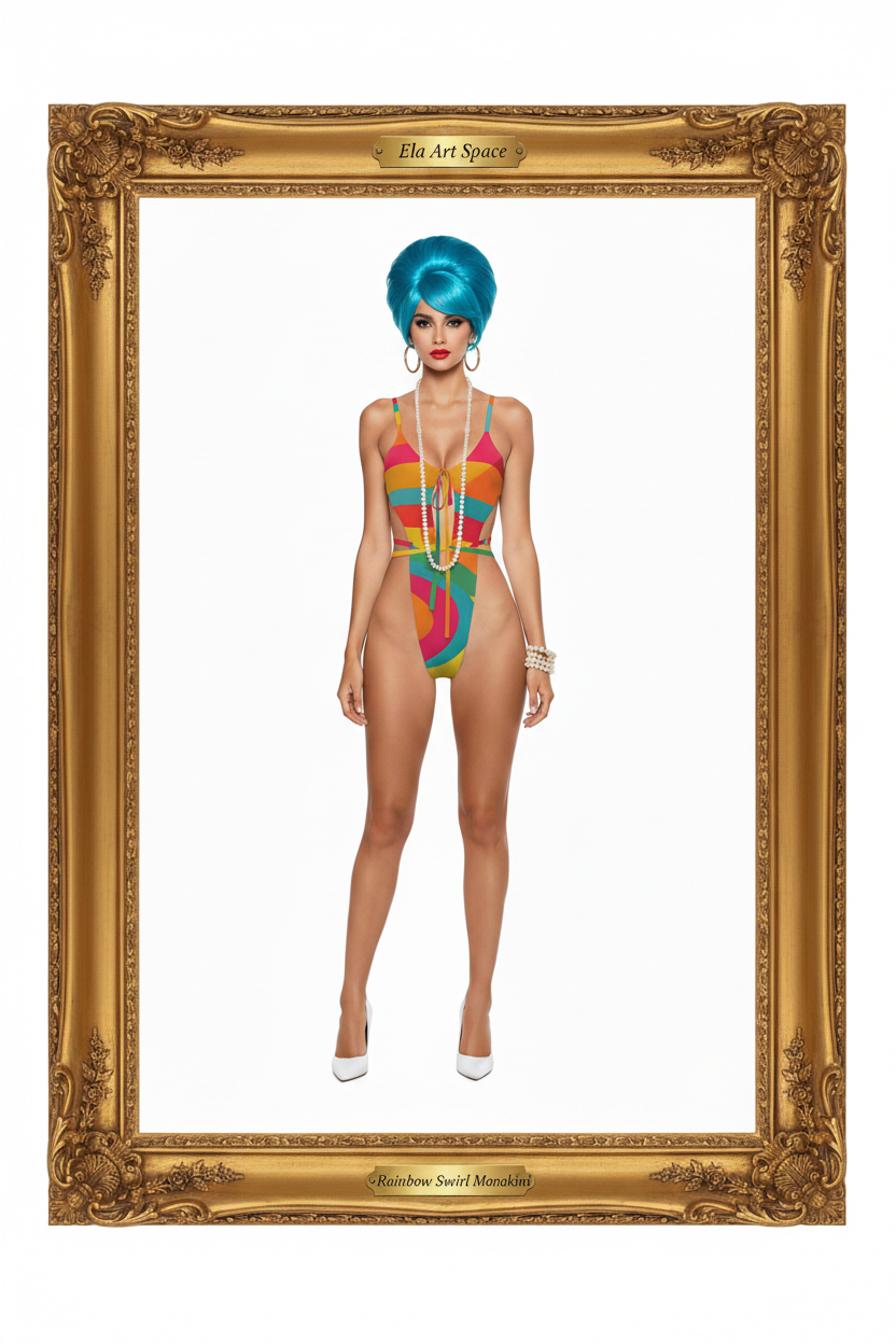 Rainbow Swirl Monokini Frame