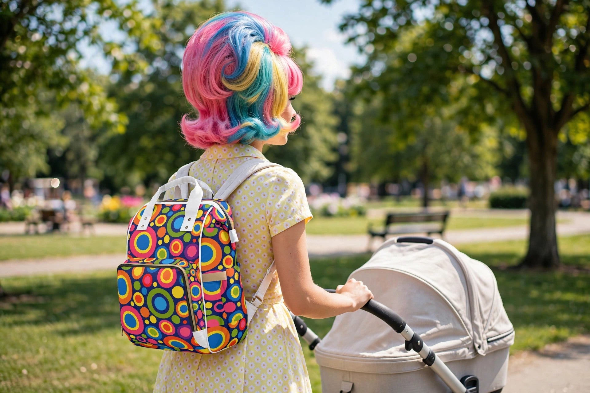 Retro Circles Diaper Backpack