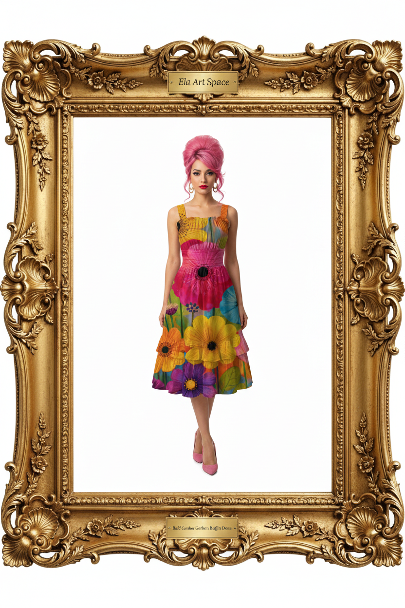 Rama — Bold Garden Gerbera Ruffle Dress