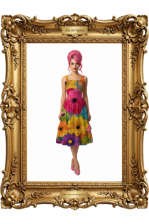Rama — Bold Garden Gerbera Ruffle Dress