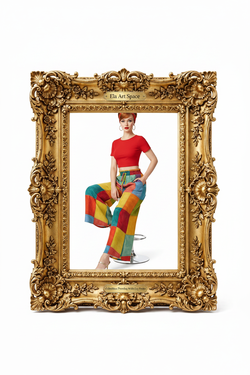 Rama — Colorblock Patchwork Wide-Leg Pants