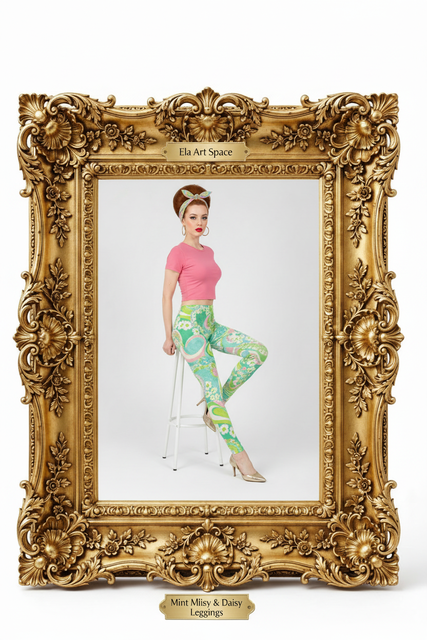 Rama — Mint Paisley & Daisy Leggings