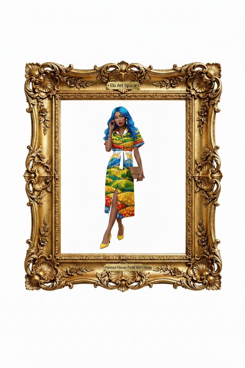 Rama — Painted Flower Field Shirt Dress