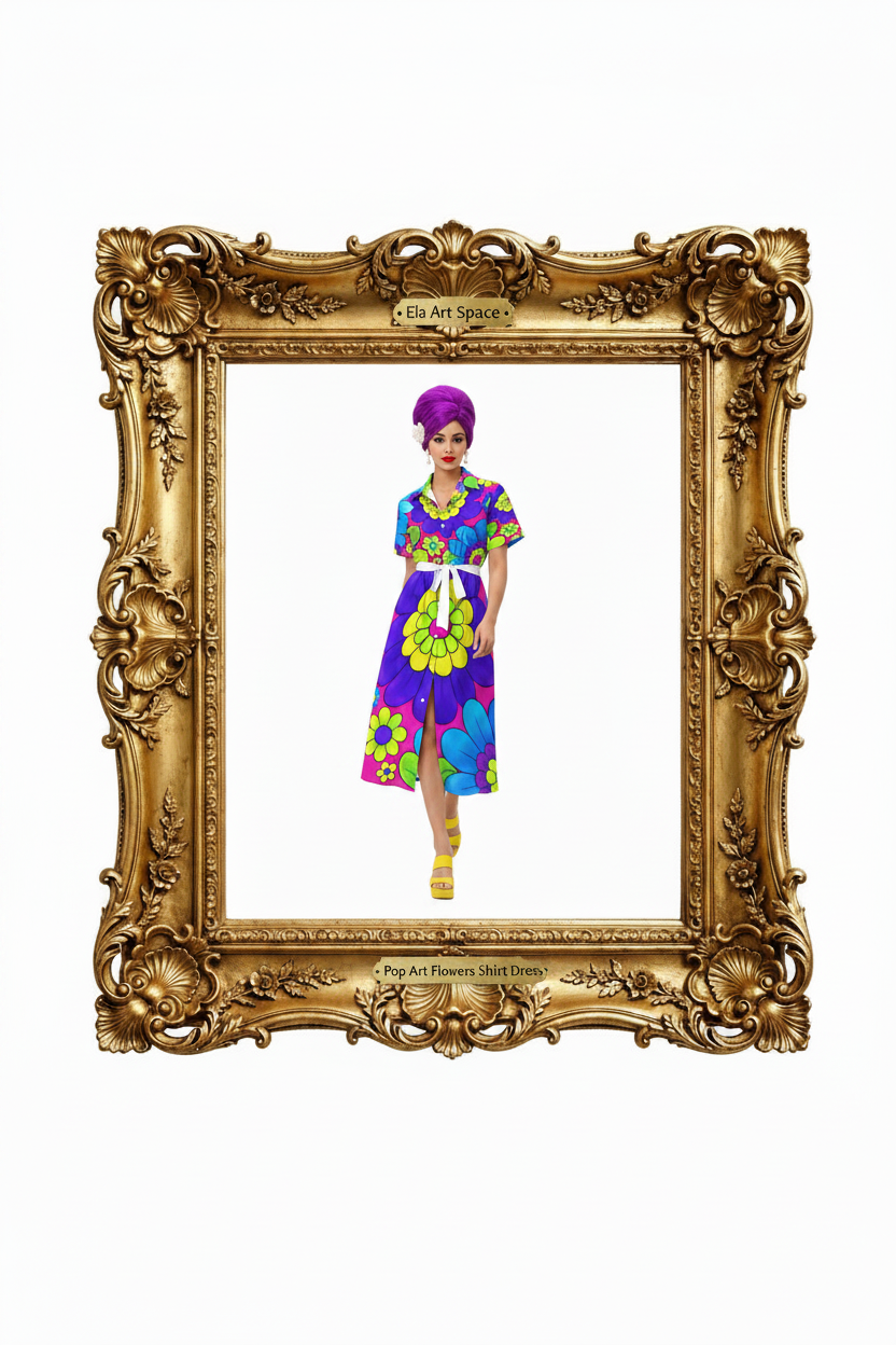Rama — Pop Art Flowers Shirt Dress
