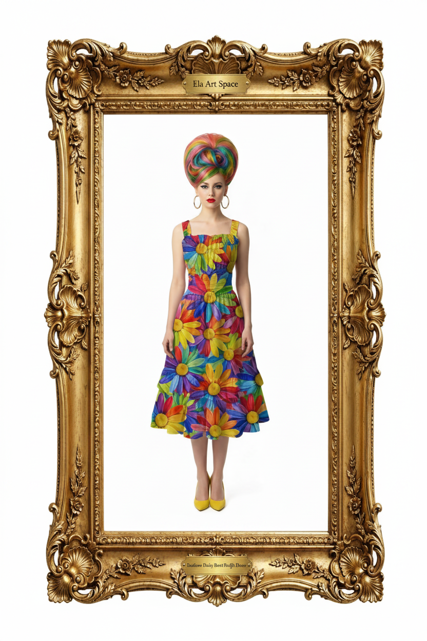 Rama — Rainbow Daisy Burst Ruffle Dress