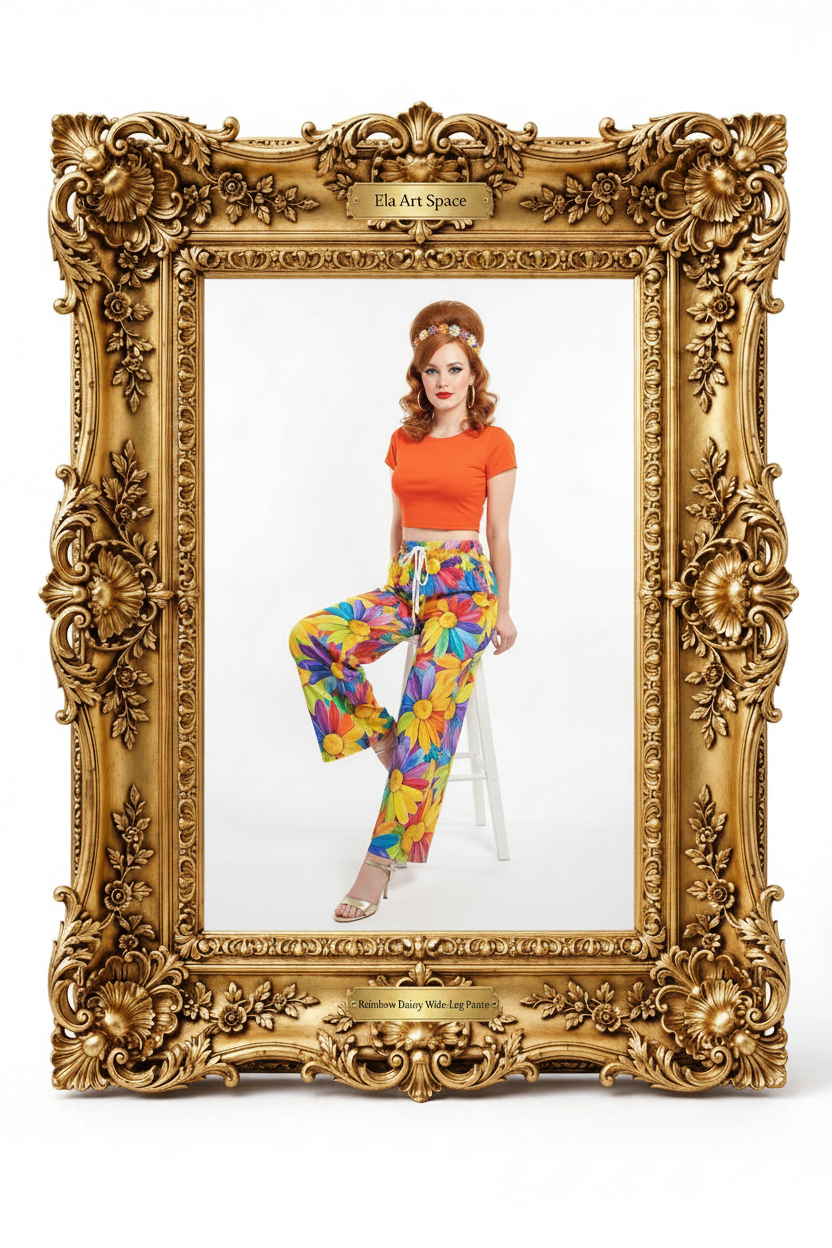 Rama — Rainbow Daisy Wide-Leg Pants