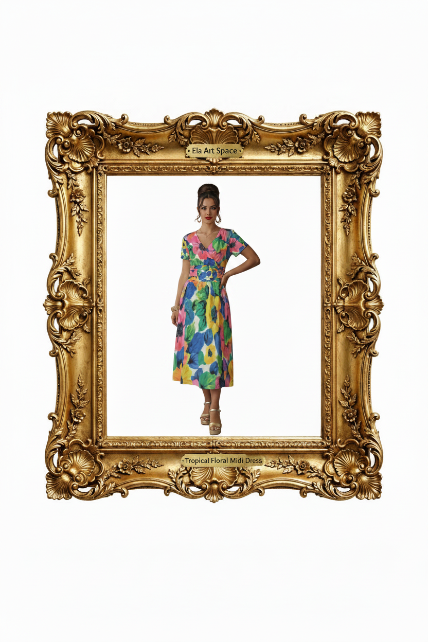 Rama — Tropical Floral Midi Dress