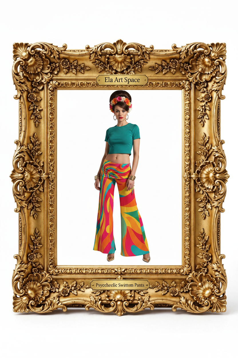 Rama z tabliczkami — Psychedelic Swirl Bell-Bottom Pants